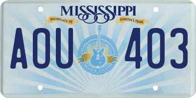 MS license plate AOU403