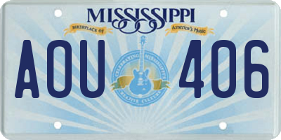 MS license plate AOU406