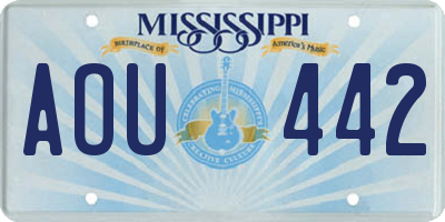MS license plate AOU442