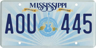 MS license plate AOU445