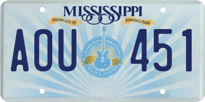 MS license plate AOU451