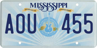 MS license plate AOU455