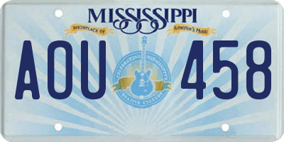 MS license plate AOU458