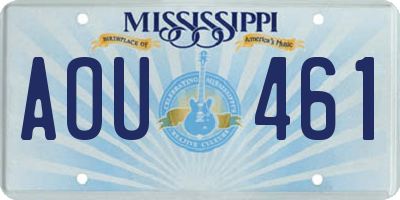 MS license plate AOU461