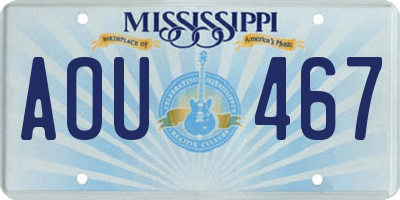 MS license plate AOU467