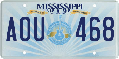 MS license plate AOU468