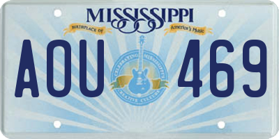MS license plate AOU469