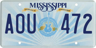 MS license plate AOU472