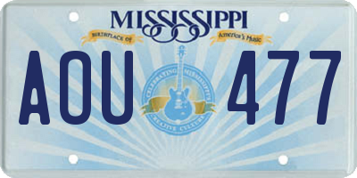 MS license plate AOU477