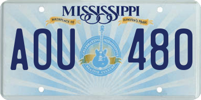 MS license plate AOU480