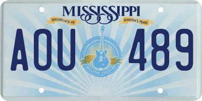 MS license plate AOU489