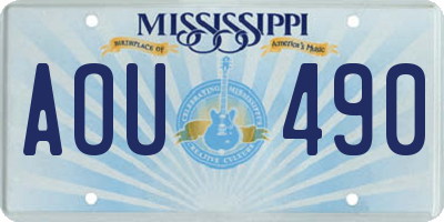 MS license plate AOU490