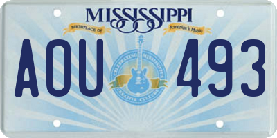 MS license plate AOU493