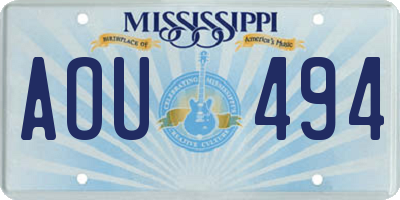 MS license plate AOU494