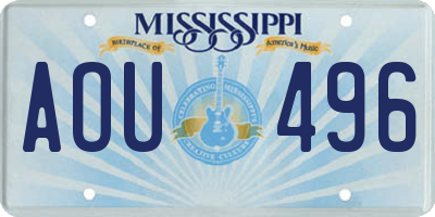 MS license plate AOU496