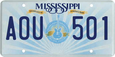 MS license plate AOU501
