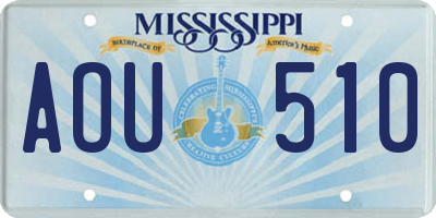 MS license plate AOU510