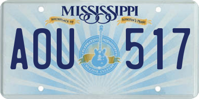 MS license plate AOU517