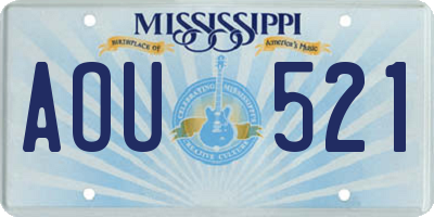 MS license plate AOU521
