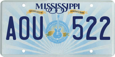 MS license plate AOU522