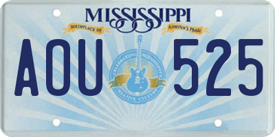 MS license plate AOU525