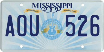MS license plate AOU526