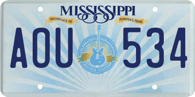 MS license plate AOU534