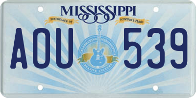 MS license plate AOU539