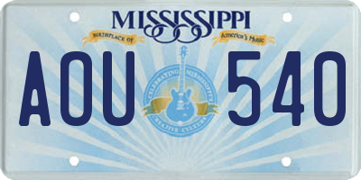 MS license plate AOU540