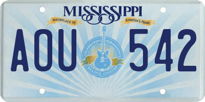MS license plate AOU542