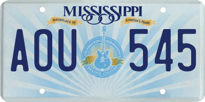 MS license plate AOU545