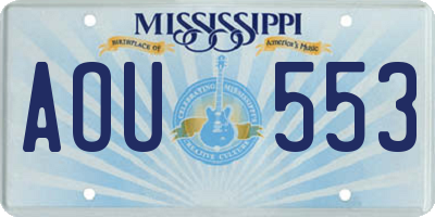 MS license plate AOU553
