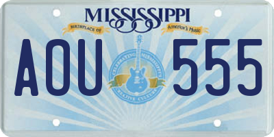 MS license plate AOU555
