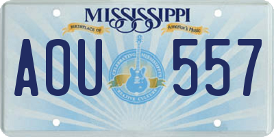 MS license plate AOU557