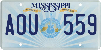 MS license plate AOU559
