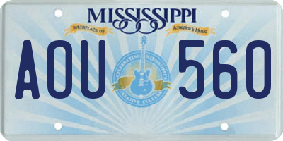 MS license plate AOU560