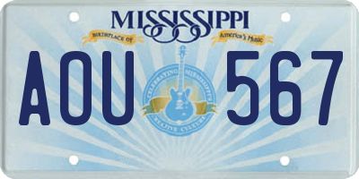 MS license plate AOU567