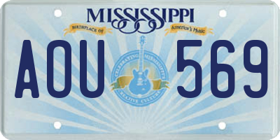 MS license plate AOU569