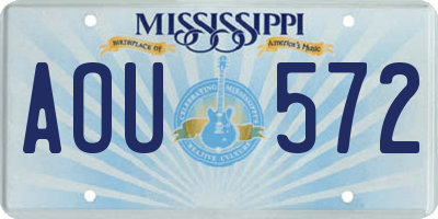 MS license plate AOU572
