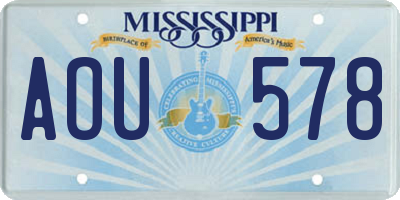 MS license plate AOU578