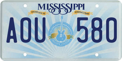 MS license plate AOU580