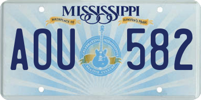 MS license plate AOU582