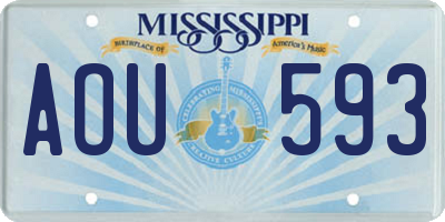 MS license plate AOU593