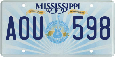 MS license plate AOU598