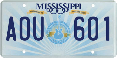 MS license plate AOU601