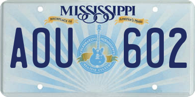 MS license plate AOU602