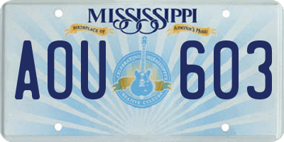 MS license plate AOU603