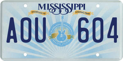 MS license plate AOU604