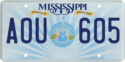 MS license plate AOU605