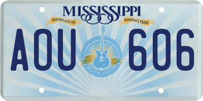 MS license plate AOU606
